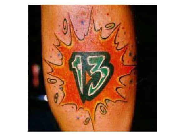 Exploding Number 13 Arm Tattoo