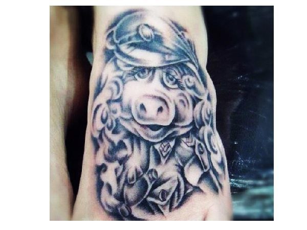 Miss Piggy Wearing Uniform Tattoo