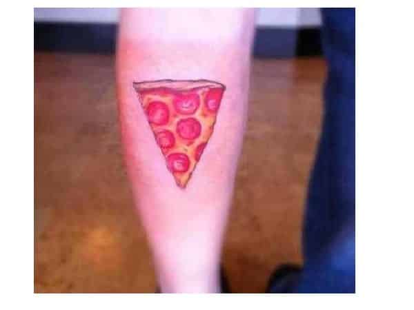 Pepperoni Slice Leg Tattoo