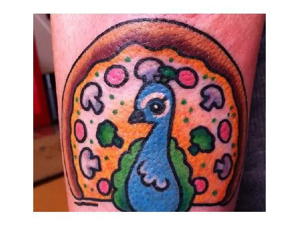 Pizza and Peacock Tattoo