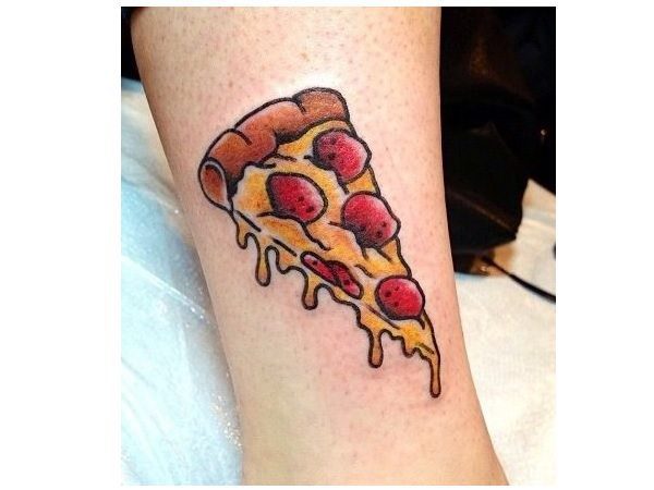 Gooey Pepperoni Pizza Slice Tattoo