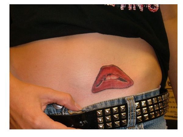 Rocky Horror Lips Stomach Tattoo