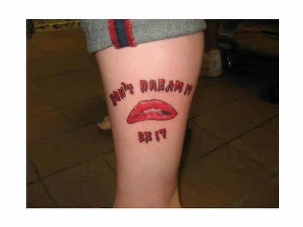 Don't Dream It Rocky Horror Leg Colored Tattoo