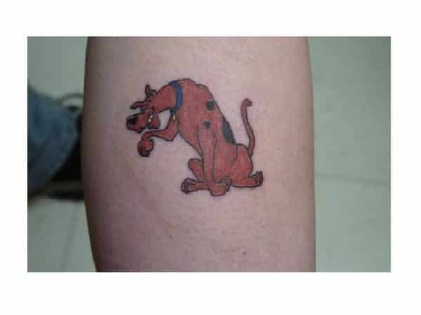 Laughing Scooby Doo Leg Tattoo