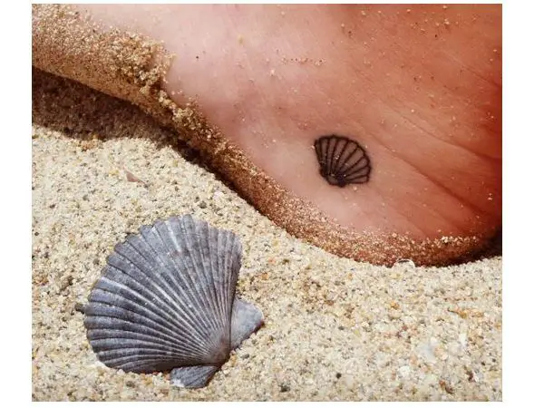 Tiny Seashell Heel Tattoo