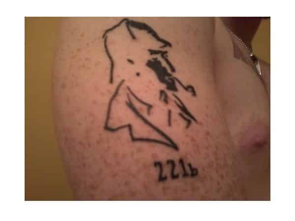 Sherlock Holmes Outline with Address Tattoo