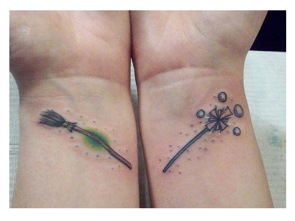 Magic Wand and Magic Broom Wicked Wrist Tattoos
