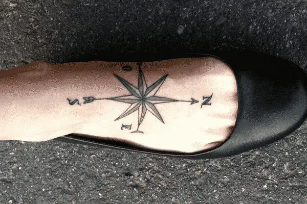 compass foot tattoos