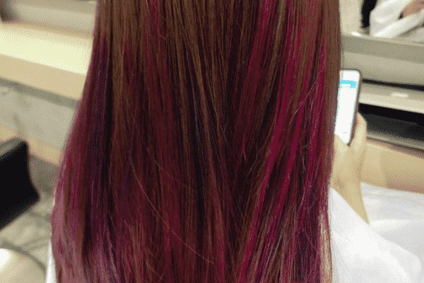 pink streaks in brown hair