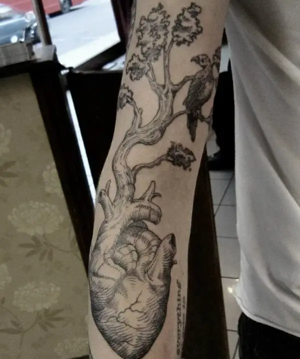 anatomical heart tattoo