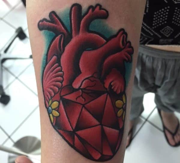 anatomical heart tattoo