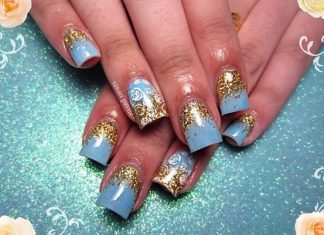 17 Beautiful Blue and Gold Nail Art Designs