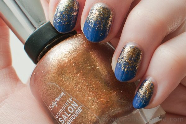 blue and gold nail art
