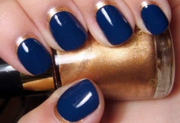 blue and gold nail art