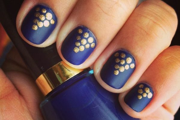 blue and gold nail art