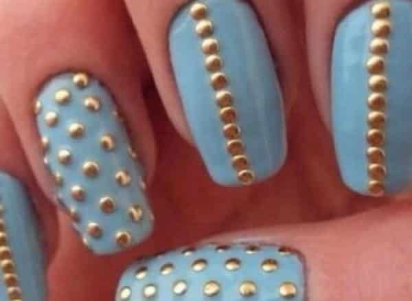 blue and gold nail art