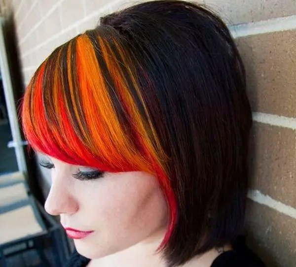 bright hair color ideas for bangs