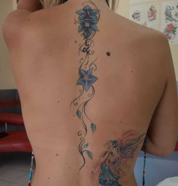 flower spine tattoo ideas
