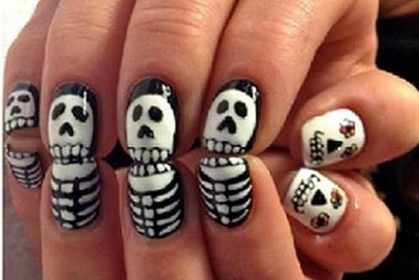 skeleton nail art designs