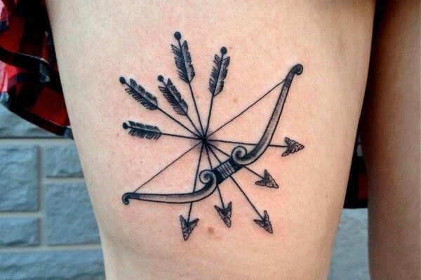 bow and arrow tattoo for women