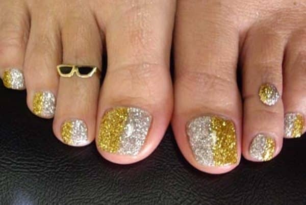 silver and gold nails 
