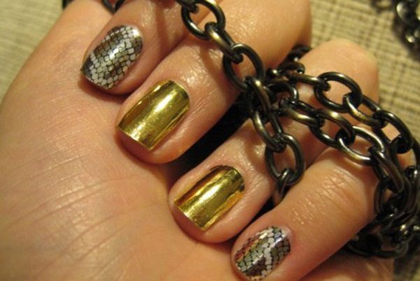 silver and gold nails 