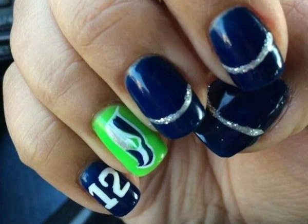 seattle seahawks nail art