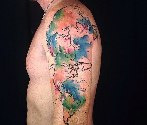 world map tattoo design