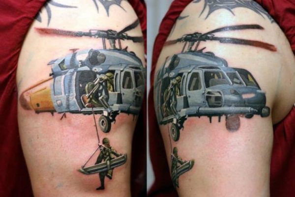 helicopter tattoo design