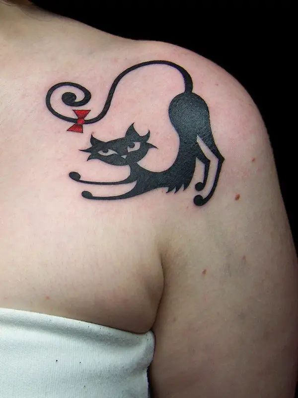 black cat tattoo design