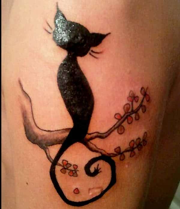 black cat tattoo design