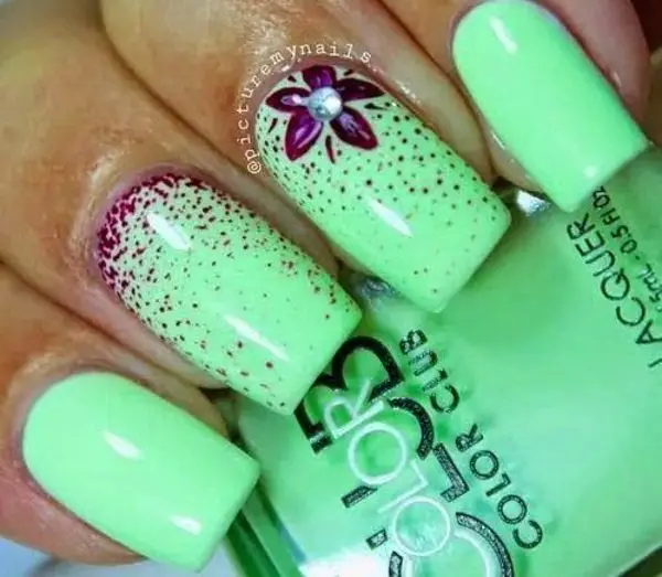 purple flower nail art