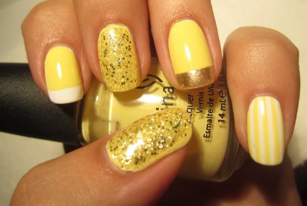 trendy yellow nail art