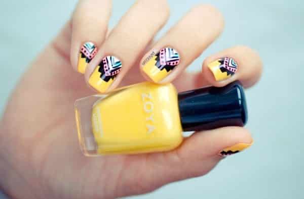 trendy yellow nail art