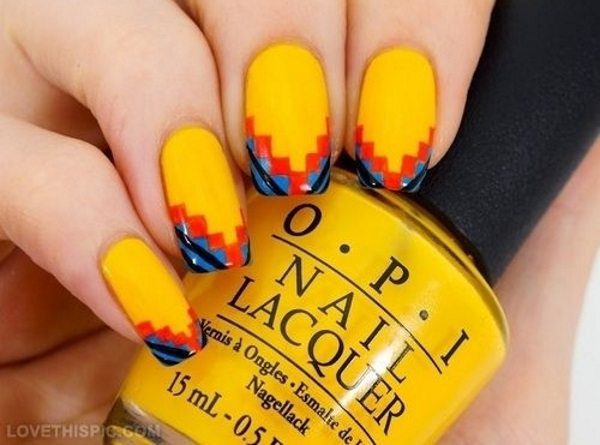 trendy yellow nail art