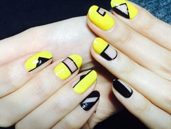 trendy yellow nail art