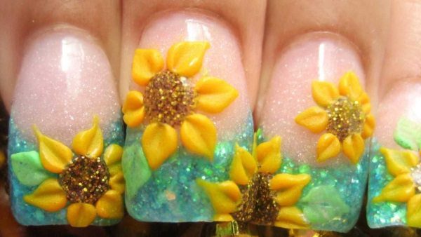 sunflower nail designs