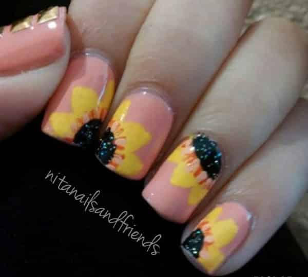 sunflower nail designs