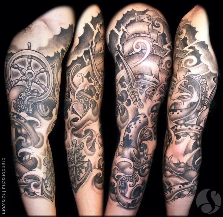 Top 103 Nautical Tattoo Ideas 2021 Inspiration Guide  Nautical tattoo Tattoo  sleeve men Full sleeve tattoos