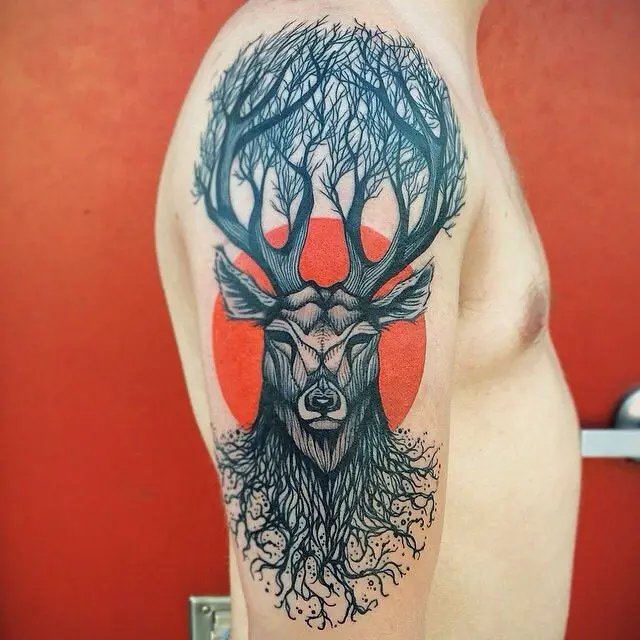 deer-tree-tattoo
