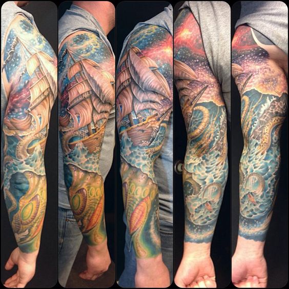 Ocean Sleeve Tattoo by Jesse Rix TattooNOW