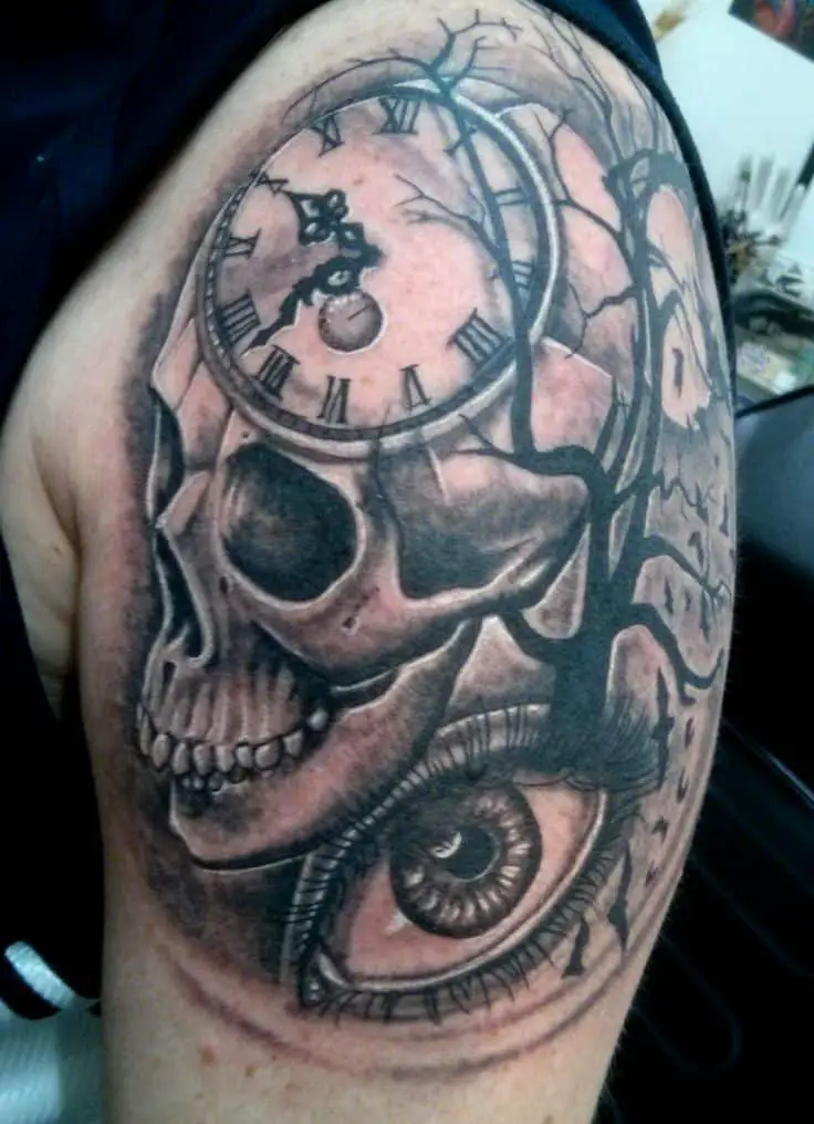 Time Clock and Skull Tattoo  Etsy