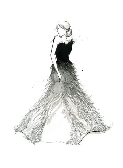 black-and-white-feather-dress