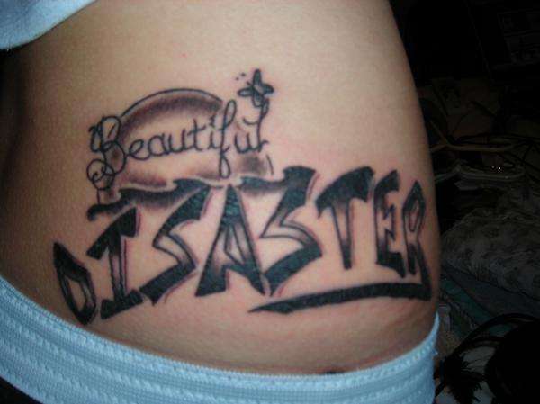 PermaGrafix Tattoo  Beautiful Disaster Ambigram tattoo I completed on  Jessica yesterday  Facebook