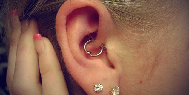 Daith Piercing With Doulbe Ring Below