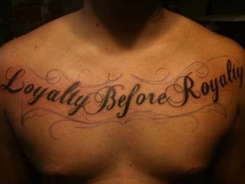 50 Chest Tattoos for Men and Women Words Names  Quotes  100 Tattoos
