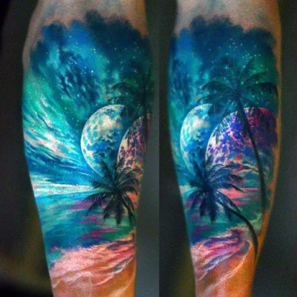 90 Sunset Tattoos For Men  Fading Daylight Sky Designs