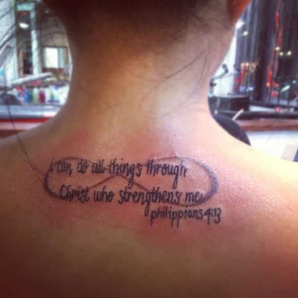 Philippians 413 tattoo located on the chest