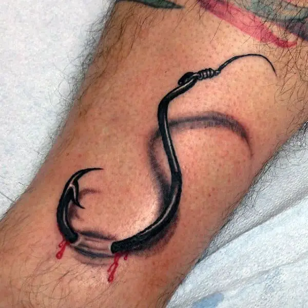 fishing hook tattoos for men