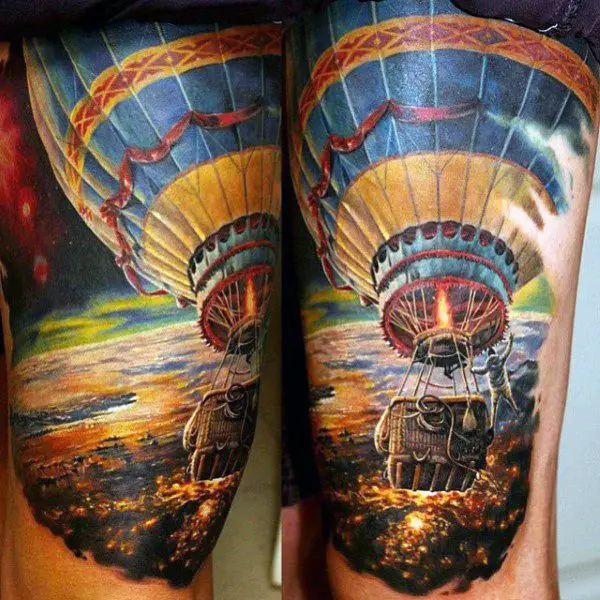 Hot air balloon by me Nicholas Adam  Visible Ink Tattoo  Malden MA   traditionaltattoos  Air balloon tattoo Tattoos Hot air balloon tattoo